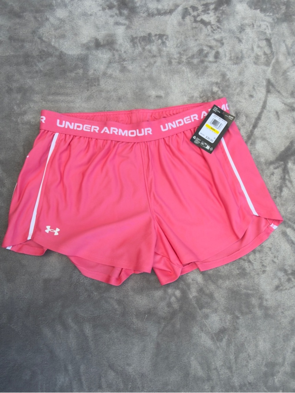 Under Armour Hot Pink Women's Athletic Shorts with White Piping